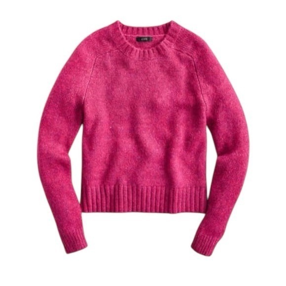 J. CREW Alpaca Blend Crewneck Sweater Pink Merino Wool Heathered Fuchsia Medium - Picture 9 of 13